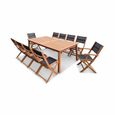 Salon de jardin en bois extensible - Almeria  table 200/250/300cm avec 2 rallonges. 2 fauteuils et 8 chaises. en bois d'Eucalyptus -3