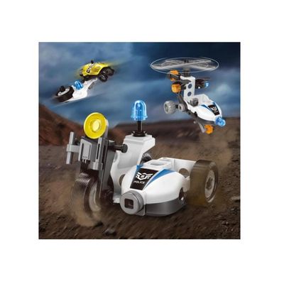 JONRRYIN – 8-in-1 Construction Police – 161 Pièces, Visseuse Incluse – Hélico, Bateau, Pelleteuse – Dès 5 Ans