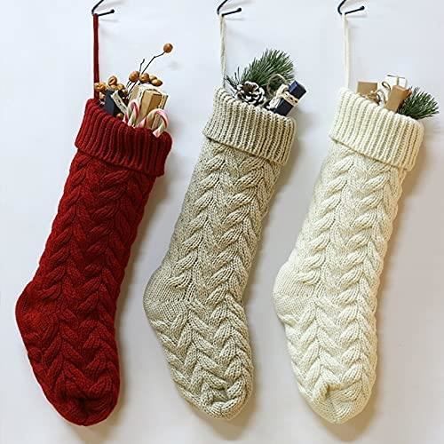 Chaussette de no l en laine tricoter pour sapin de no l grande
