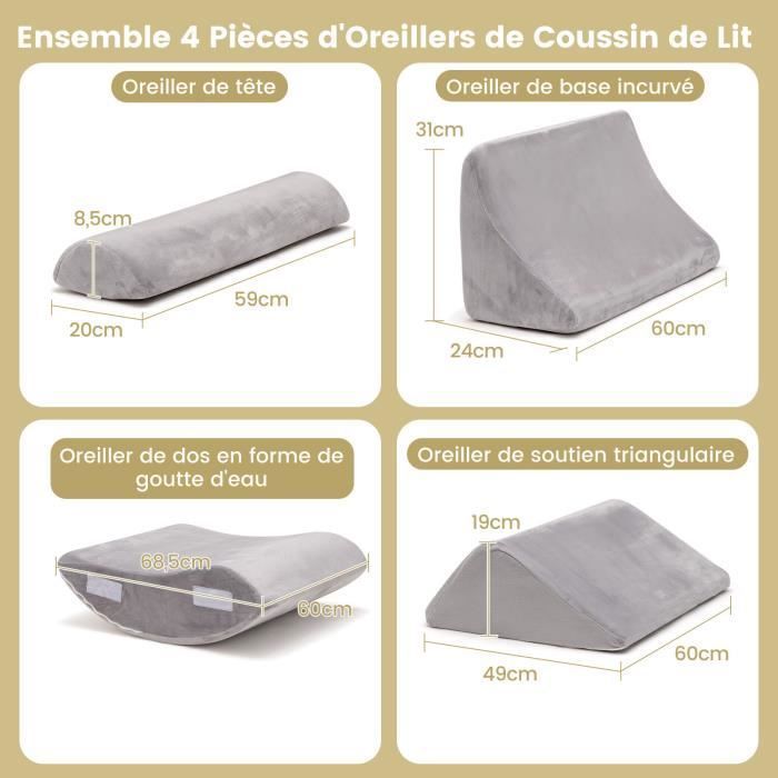 COSTWAY Coussin Lecture Triangulaire Anti-Stress - Oreiller Ergonomique 7 En 1 Avec Housse Amovible COSTWAY Coussin Lecture Triangulaire Anti-Stress - Oreiller Ergonomique 7 En 1 Avec Housse Amovible