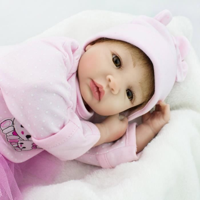 Poupée Renaissance 55cm corps doux réaliste bebe poupée renaissant bébé  endormi taille réelle né bébé poupée flexible cheveux dessin à la main 3D  teint mignon cadeau