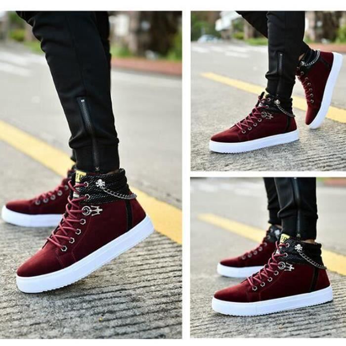 Chaussures montantes Mode Chaussure Homme Basket Homme Skate Shoes Rouge Achat Vente BASKETS Cdiscount
