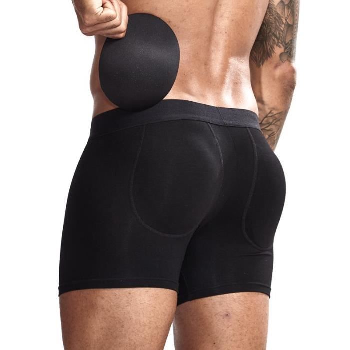 Sous-vêtement,sous vêtements en coton rembourré pour hommes, Boxer  rehausseur de fesses, caleçon avec - Type 455BOXER BLACK Blanc - Cdiscount  Prêt-à-Porter