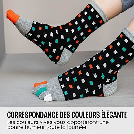 biJerou Chaussettes de tennis pour homme 43-46 - Chaussettes à orteils en  coton pour la course sportive - Chaussettes à cinq doigts pour homme - 5