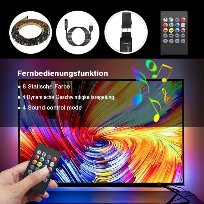 Ruban LED TV 3 Mètres - Rétroéclairage RGB 5050 - Contrôle Par App Et Télécommande - Compatible TV 40-65 Pouces