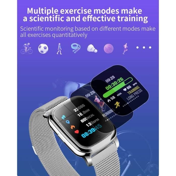 Montre Connectée, Smartwatch Pour Hommes Avec Moniteur De Fréquence