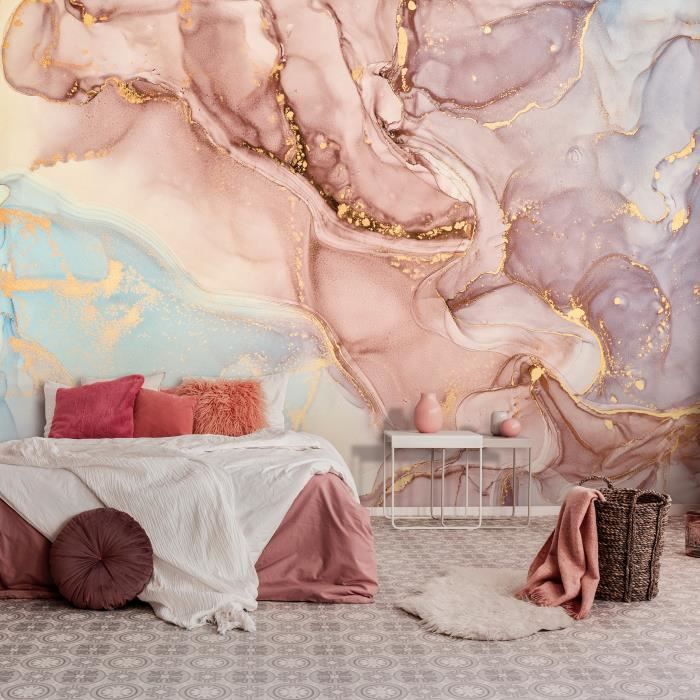 Tableau Toile Imprimé Peau De Serpent Rose - Art Mural Chambre/salon