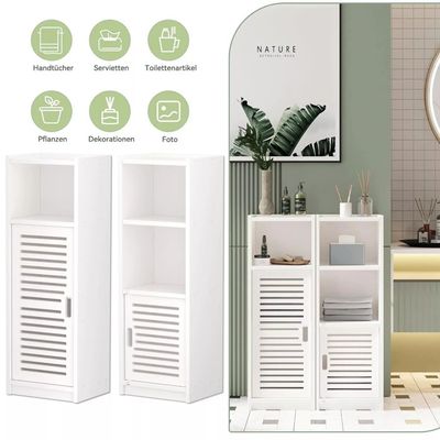 Colonne De Rangement Salle De Bain Blanc - Meuble WC étroit Avec Placard Et étagère Réglable, 40x30x153 Cm