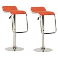 *RAVI* 2603Lot de 2 Tabourets de Bar Haute qualité - Chaises haute de bar Comptoir Cuisine, chaise de bar Orange Tissu et bois courb-0