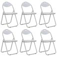 Lot de 6 chaises pliantes - Blanc Similicuir - Style classique - 44 x 43 x 80,5 cm-0