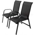 Lot de 2 fauteuils de jardin design - HABITAT ET JARDIN - Porto - Aluminium/Textilène - Noir-0