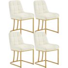 WOLTU Chaise Salle à Manger, Lot de 4, Chaise Salon en Velours Rembourrée, Structure Métallique en Forme d'arc, Crème W0ATT0531-4