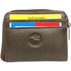 Porte monnaie femme homme cuir véritable, fermeture tout autour pour monnaie, billets, cartes et clés -Brun-LOLUNA®