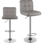 Lot de 2 Tabourets de Bar - Rattantree Chaise de Bar - Rotatif sur 360° - Hauteur Réglable 20cm - avec Dossier et Repose-pieds Gris