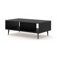 Tables basses - Table basse Ravena avec pieds noirs - Noir mat - L 90 x P 60 x H 43 cm