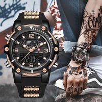Montres hommes Top marque de luxe bracelet en caoutchouc carte LED double affichage mode sport montre-bracelet à Quartz
