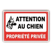 PANNEAU ATTENTION AU CHIEN - PROPRIETE PRIVEE - 300 x 200 mm en PVC + 4 trous pour fixation - PP7