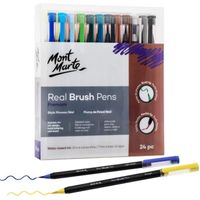 Mont Marte Feutre Coloriage – 24 Brush Pens – Peinture à mélange d'eau – pour Peinture, Dessin, Handlettering, Calligraphie