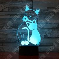 TD® Lampe optique poser décoratif tactile 7 couleurs illusion optique - modèle chats - faible consommation câble USB ou 3 piles AAA