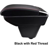 Accoudoir De Console Centrale En Cuir Noir avec double couches Spécifique pour Renault Captur 2013-2017(avec des coutures rouges)