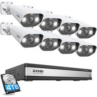 ZOSI 5MP PoE Kit Caméra de Surveillance 16CH NVR et Disque Dur de 4 to Audio Bidirectionnel Vision Nocturne Couleur Alarme Sonore