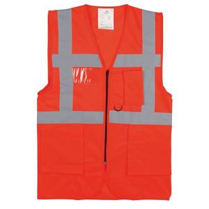 FEUILLE ALUMINIUM T2S   Gilet multipoche Rouge Fluo Taille XXL - GIL