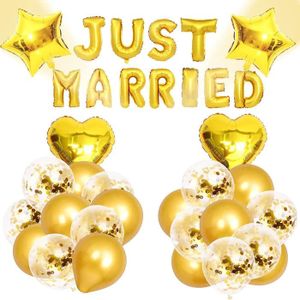 Ballons “Just Married” - lot de 8 - Blanc et Doré