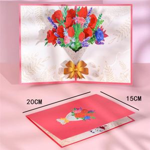 FAIRE-PART - INVITATION Faire-part - invitation,Carte de vœux Pop-Up en 3D pour couple,carte d'amour pour la saint-valentin- Bouquet of roses