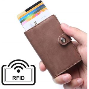 Beike Porte-cartes pop-up double en aluminium avec protection RFID et clip en PU pour homme et femme