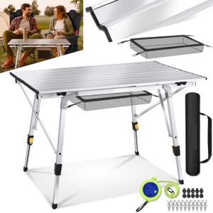 TABLE DE CAMPING Table de camping 90x53cm pliante portative avec sac de transport robuste et stable  Noir