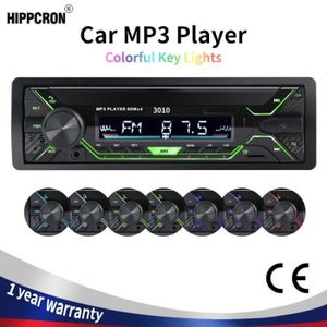 AUTORADIO Autoradio stéréo récepteur FM 60w x 4, Bluetooth, 1din, lecteur MP3, avec lumières colorées, carte AUX-USB-T
