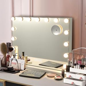 Miroir Maquillage Lumineux Flamingueo Miroir Led 15 Lumières Miroir  Lumineux 3 Modes USB Miroir pour Coiffeuse 58 x 46 x 12 cm - Cdiscount  Maison