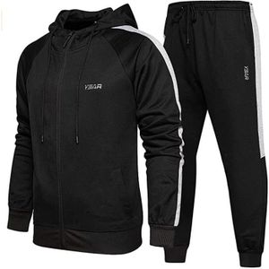 SURVÊTEMENT 2021 Ensemble Survêtement Homme Casual Sport Sweater à Zippé et Pantalon Jogging Noir
