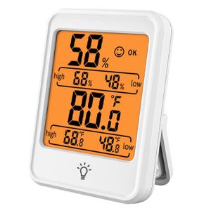 ThermoPro TP65 Hygromètre numérique d'intérieur et d'extérieur sans fil  Moniteur de température et d'humidité avec écran tactile Jumbo et jauge  d'humidité rétroéclairée, portée de 60 m