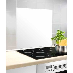 CREDENCE Fond de hotte en verre trempé WENKO - Blanc - 60x70 cm - Protection plaque de cuisson - Plan de travail mobile