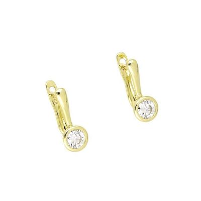 Boucles D'oreilles Dormeuses Améthyste Plaqué Or Jaune - Bijouterie Papillon Bleu, Neuf étiqueté