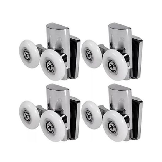 Ensemble de 2 Roulettes Doubles pour Porte de Douche Coulissante - 2 Roues de 23 mm de Diamètre
