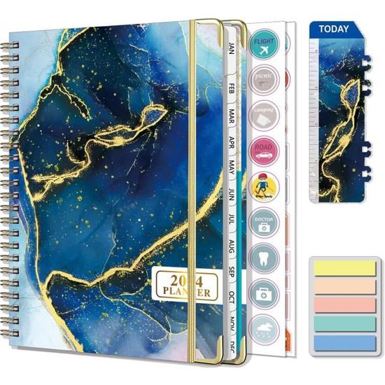 Agenda Semainier 2026 A5 Spiralé - Vue Hebdomadaire Et Mensuelle, Avec Autocollants, Pochette Et Stylo - Parfait Pour étudiants Et Organisation Quotidienne - 7
