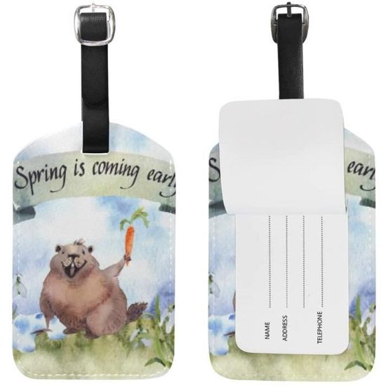 Étiquette Bagage Silicone - Design Perroquet Tropical Avec Carte Contact