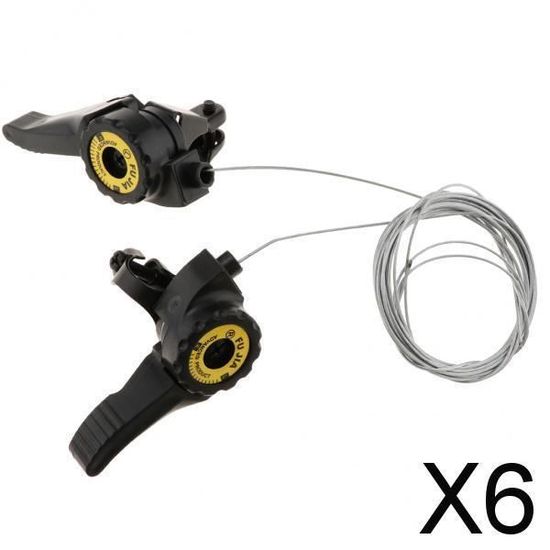 Paire De Manettes De Vitesse VTT Type Pouce - Compatible 3x5/6/7 Vitesses, En Acier Et Plastique, Couleur Argent/noir
