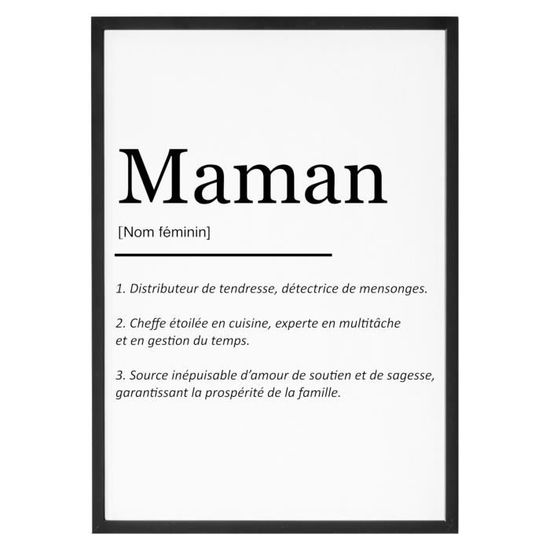 Affiche "Maman définition" - Tableau décoration murale - Confectionné en France - Format A4