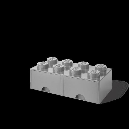 Boîte de rangement LEGO brick 8 avec 2 tiroirs-gris pierre