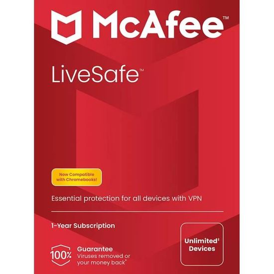 McAfee Livesafe Licence 1 an 10 postes A télécharger à