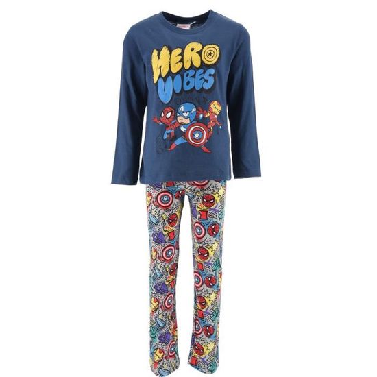 Pyjama enfant Les mini heros Marvel Avengers Bleu et Rouge de 4