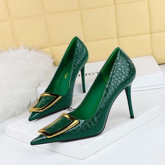 Escarpin vert petit talon sales