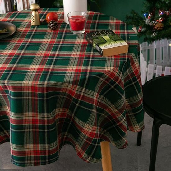 A -Nappe de table à carreaux de Noël rétro, couverture de table basse, fournitures de salle à manger à la maison
