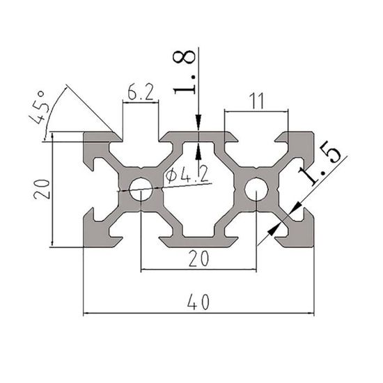 12H Rail Linéaire D'extrusion De Profilé En Aluminium Guide De Glissière De Rail Linéaire De Type 2040 V Noir Avec Une Bonne Résistance Pour La Machine CNC D'imprimante 3D(500mm