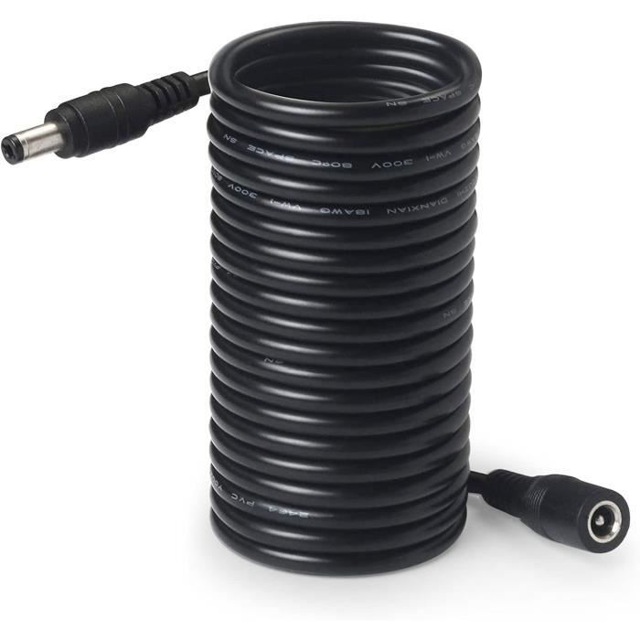 Câble de caméras DC 12 V 16,4 Pieds (5 m) 2,1 x 5,5 mm câble d ...