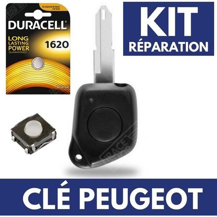 Coque Clé Boitier Plip Télécommande PEUGEOT 106 206 306 406 + Switch + Pile DURACELL CR2016