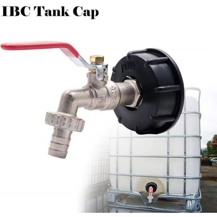 Maso S60X6 Adaptateur de r/éservoir de vidange IBC pour robinet de jardin en laiton avec raccord de tuyau 12,7 mm